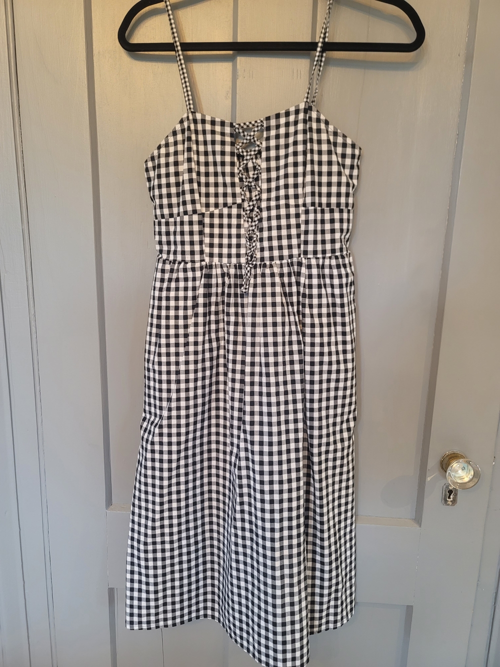 Express Black & White Gingham Tie-Front Sundress